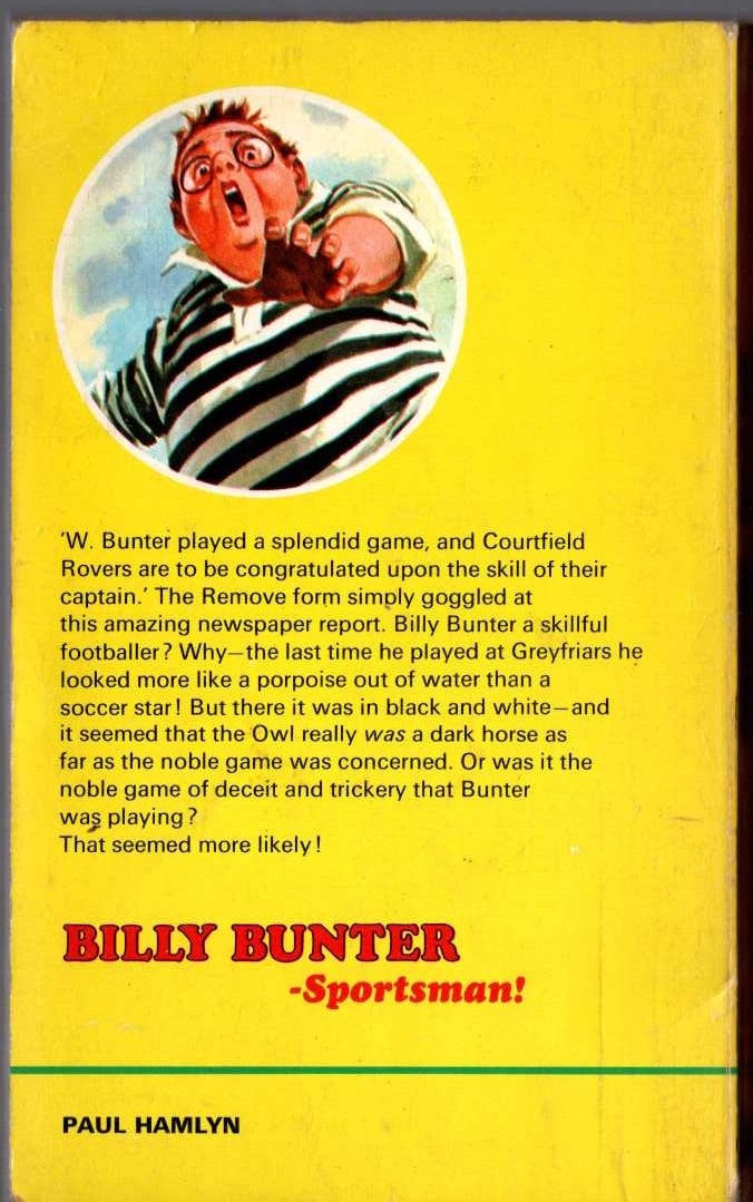 Frank Richards  BILLY BUNTER - SPORTSMAN! magnified rear book cover image