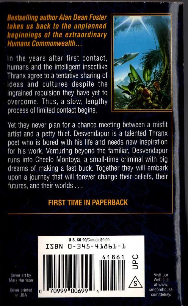 Alan Dean Foster  PHYLOGENESIS magnified rear book cover image