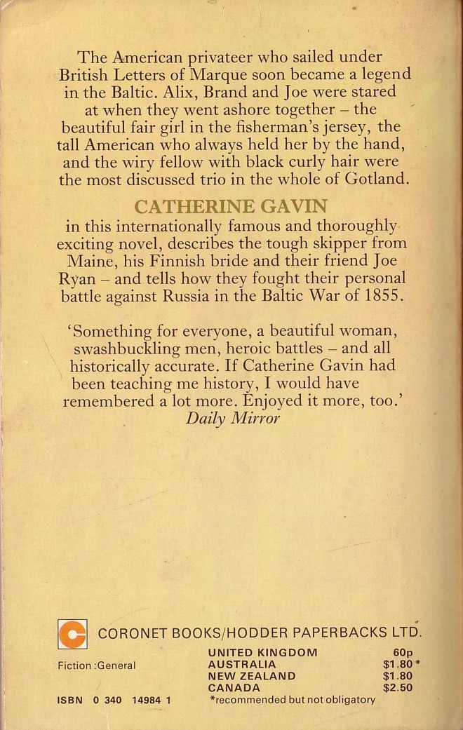 Catherine Gavin  THE FORTRESS magnified rear book cover image