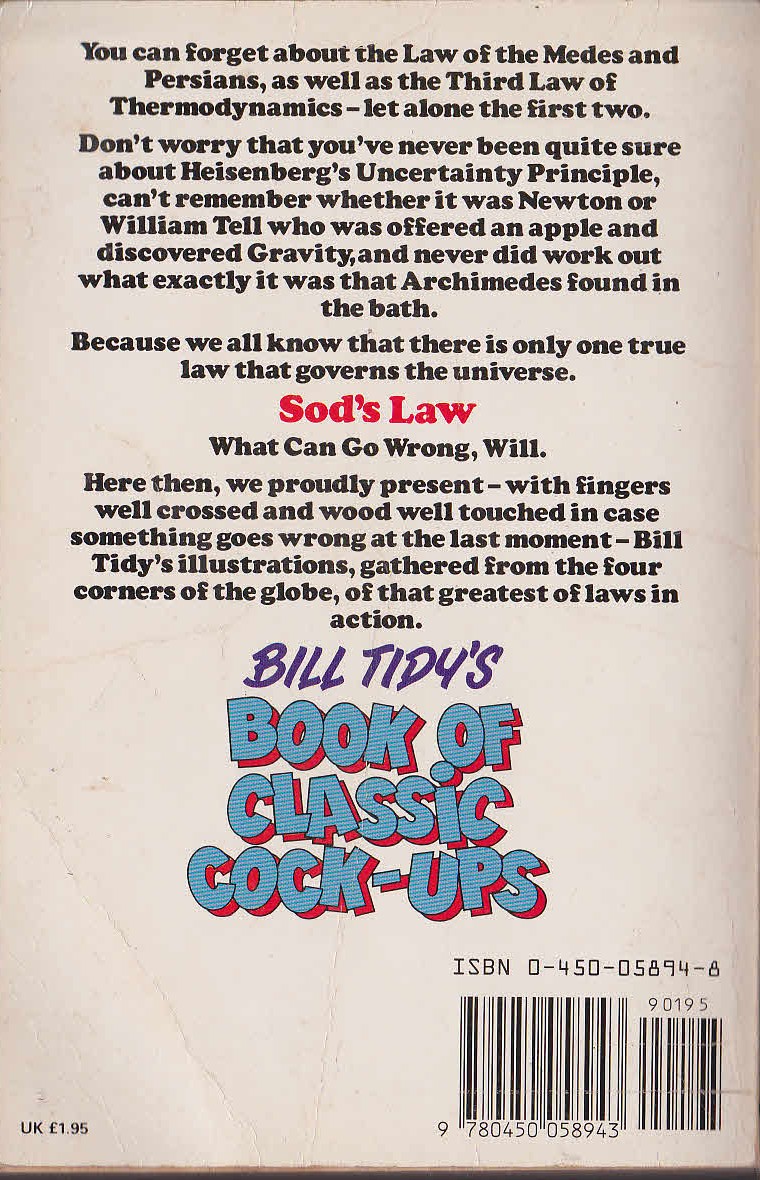 (Bill Tidy Illustrates) BILL TIDY'S BOOK OF CLASSIC COCK-UPS magnified rear book cover image