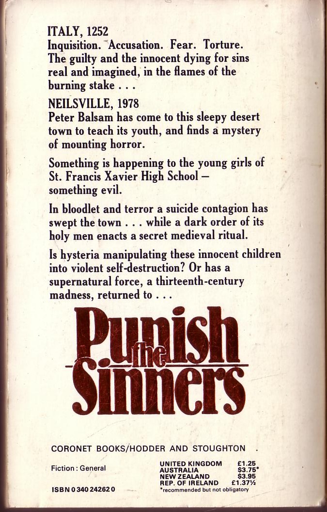 John Saul  PUNISH THE SINNERS magnified rear book cover image