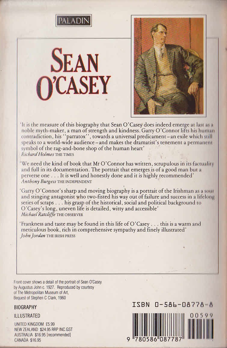 (Garry O'Connor) SEAN O'CASEY - A Life magnified rear book cover image