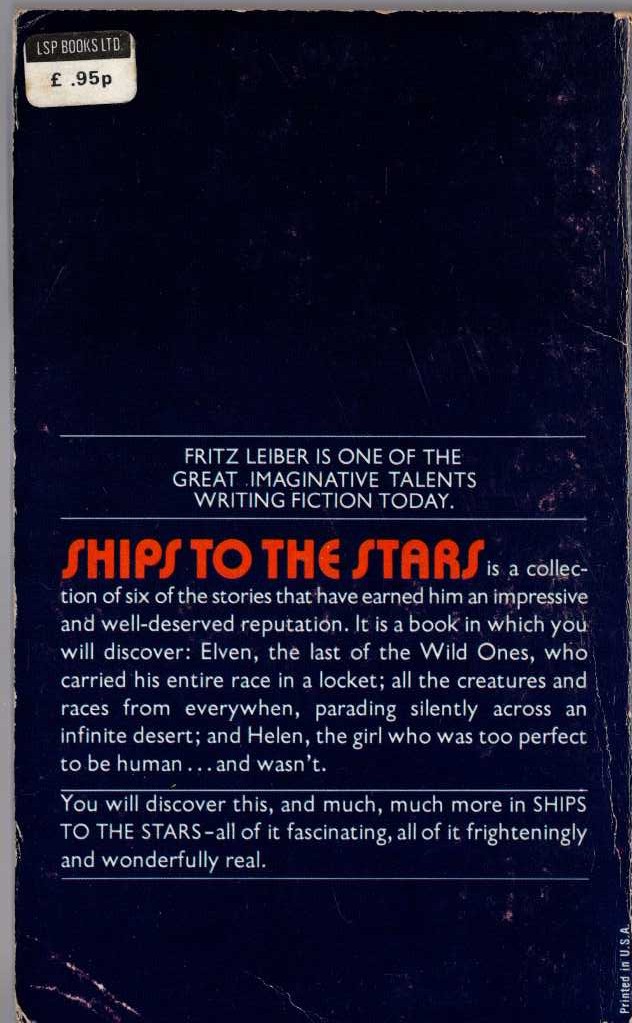 Fritz Leiber  SHIPS TO THE STARS magnified rear book cover image