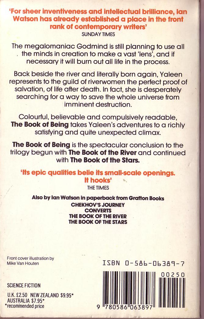 Ian Watson  THE BOOK OF BEING magnified rear book cover image