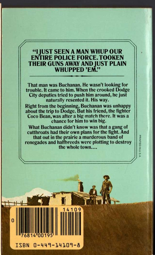 Jonas Ward  BUCHANAN'S BIG SHOWDOWN magnified rear book cover image
