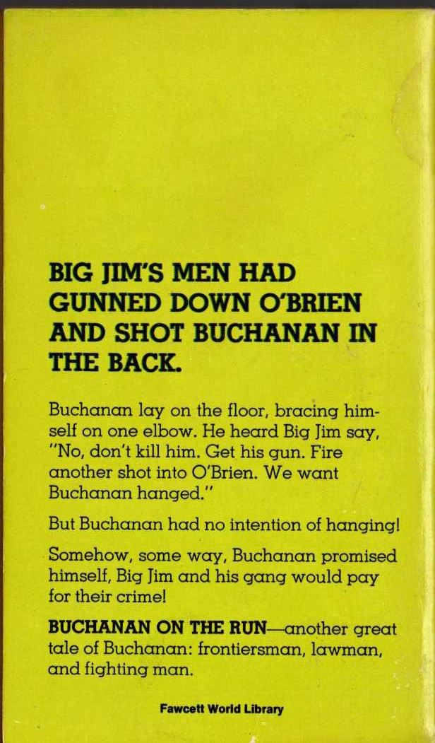 Jonas Ward  BUCHANAN ON THE RUN magnified rear book cover image