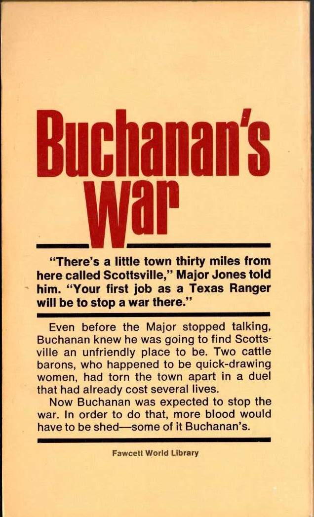 Jonas Ward  BUCHANAN'S WAR magnified rear book cover image