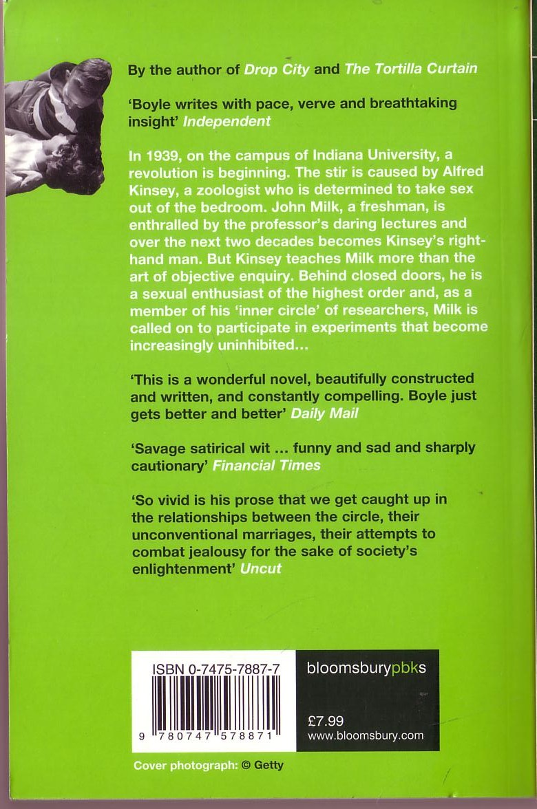 T.Coraghessan Boyle  THE INNER CIRCLE magnified rear book cover image