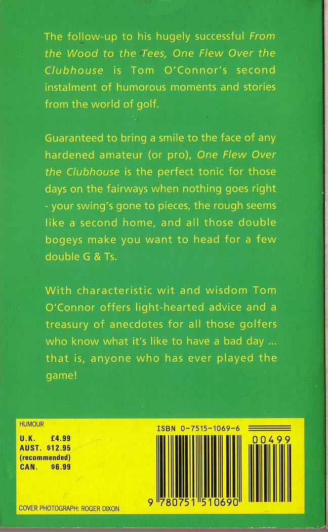 Tom O'Connor  ONE FLEW OVER THE CLUBHOUSE magnified rear book cover image