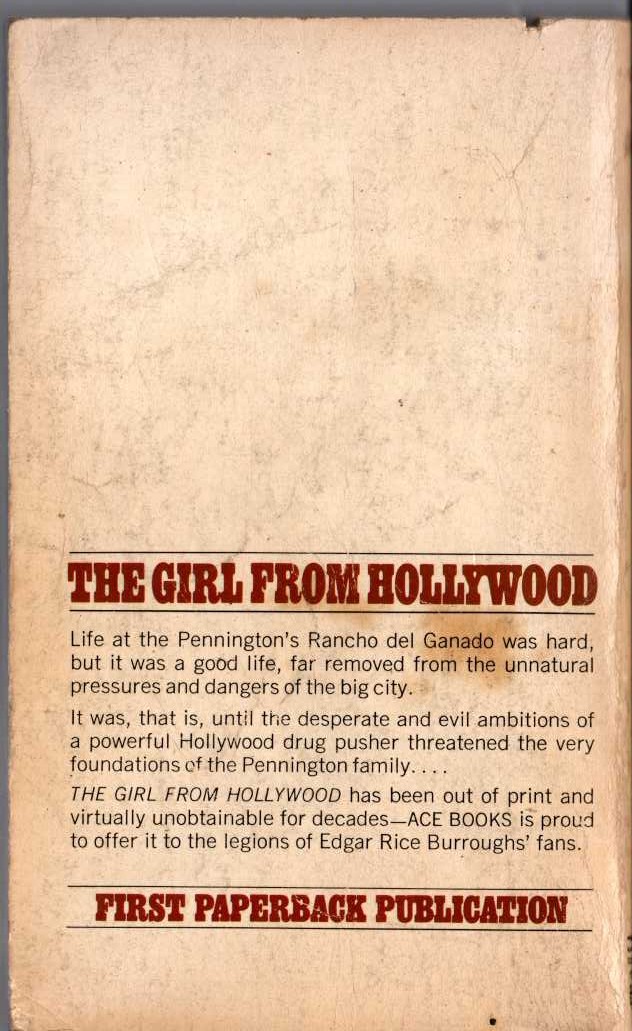 Edgar Rice Burroughs  THE GIRL FROM HOLLYWOOD magnified rear book cover image