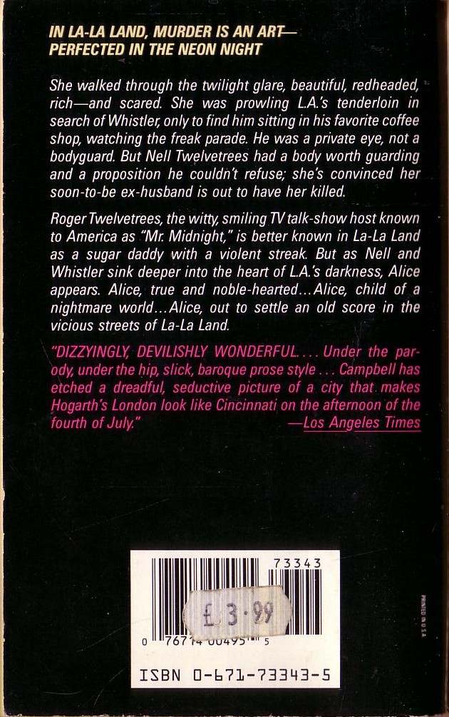 Robert Campbell  ALICE IN LA-LA LAND magnified rear book cover image