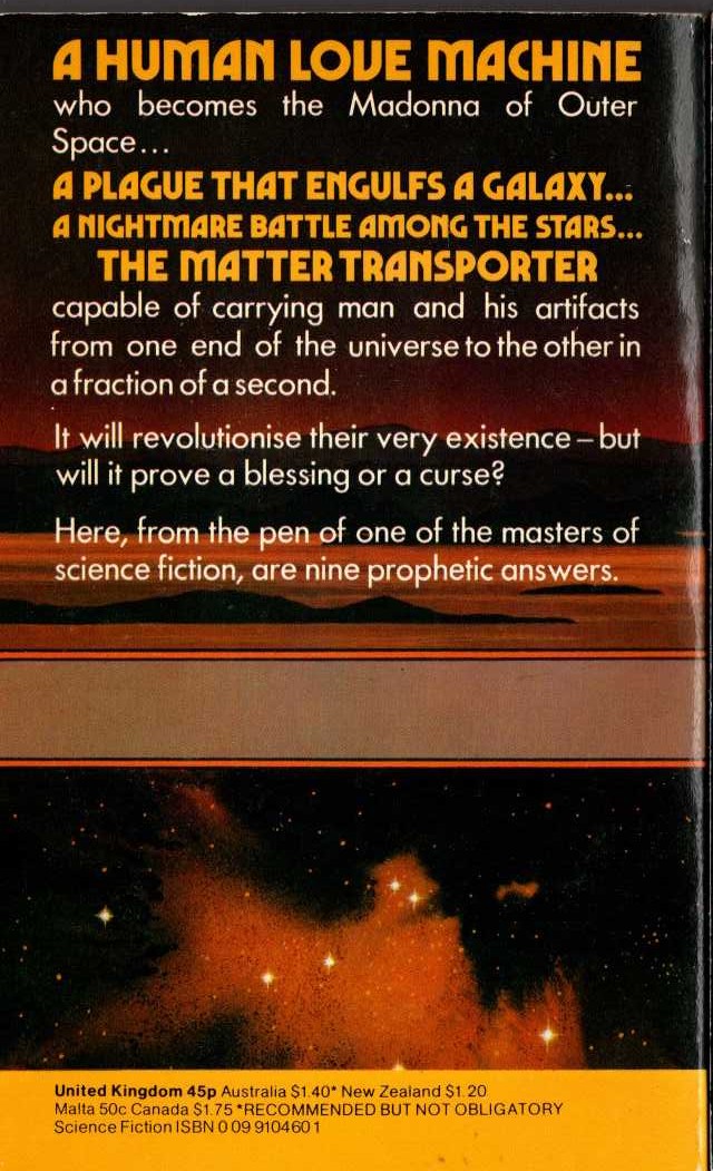 Harry Harrison  ONE STEP FROM EARTH magnified rear book cover image