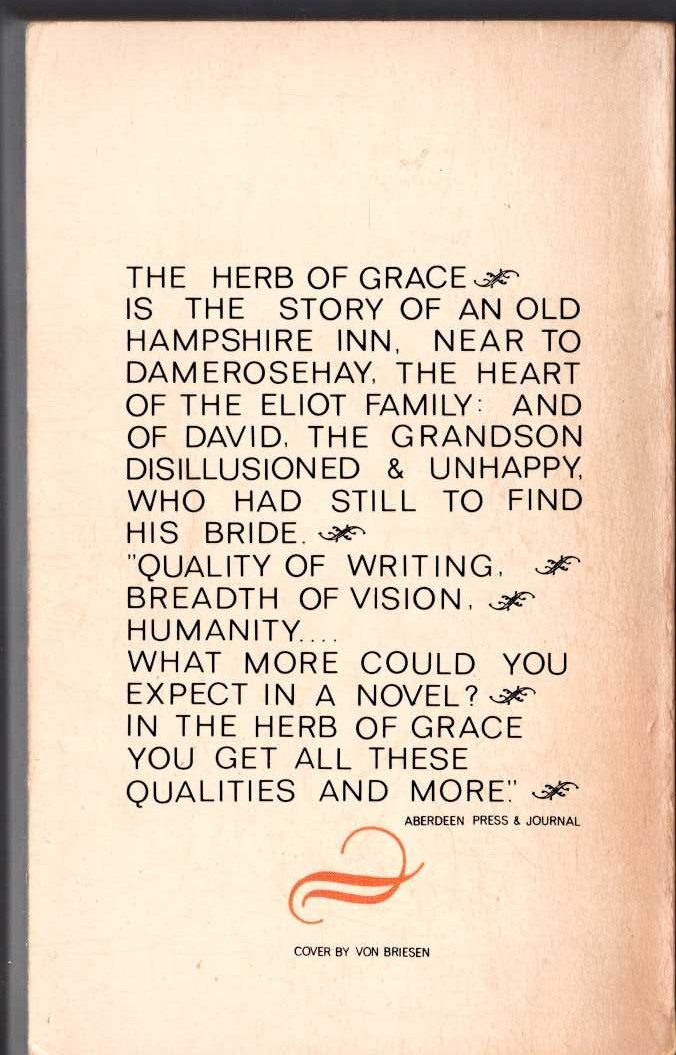 Elizabeth Goudge  THE HERB OF GRACE magnified rear book cover image