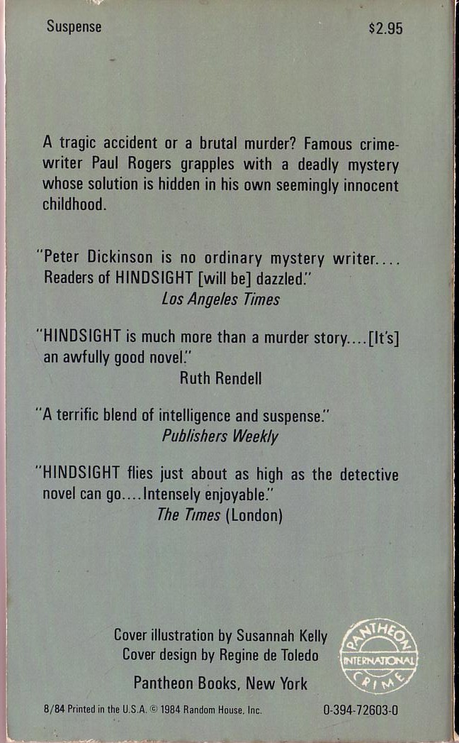 Peter Dickinson  HINDSIGHT magnified rear book cover image