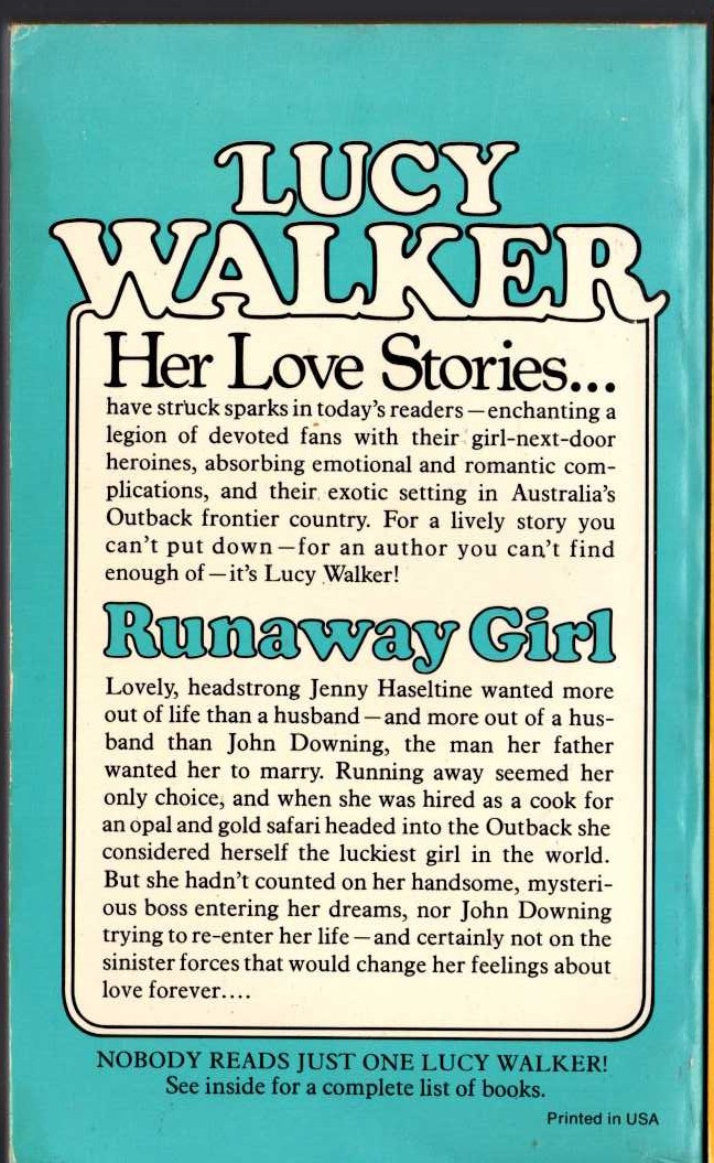 Lucy Walker  RUNAWAY GIRL magnified rear book cover image