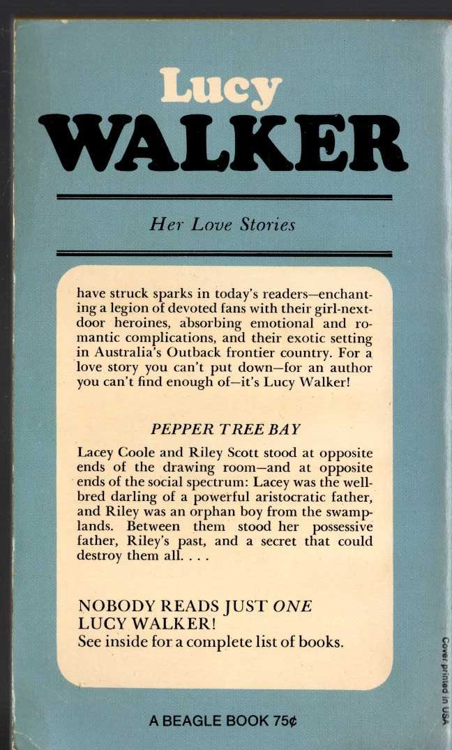 Lucy Walker  PEPPER TREE BAY magnified rear book cover image