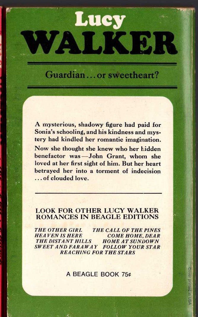 Lucy Walker  LOVE IN A CLOUD magnified rear book cover image