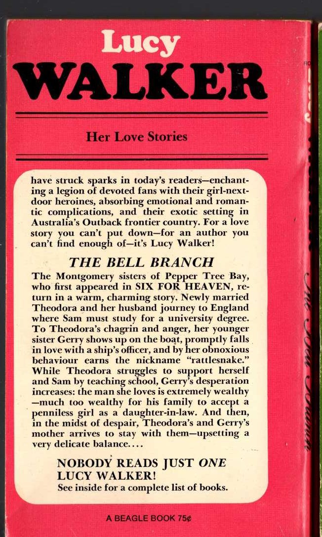 Lucy Walker  THE BELL BRANCH magnified rear book cover image