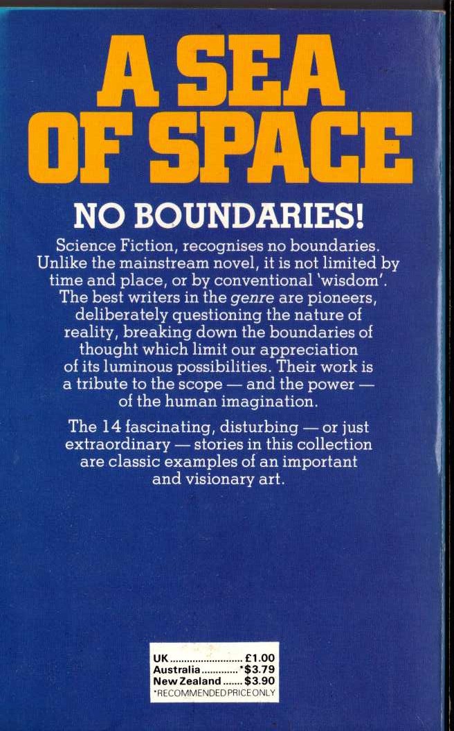 William F. Nolan (edits) A SEA OF SPACE magnified rear book cover image