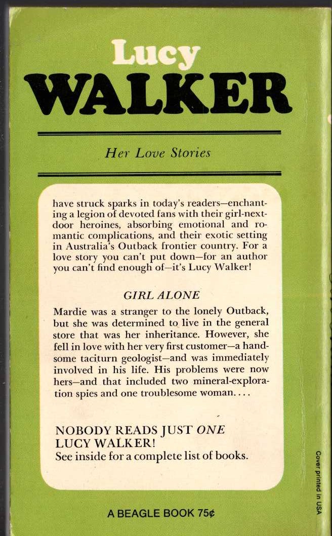 Lucy Walker  GIRL ALONE magnified rear book cover image