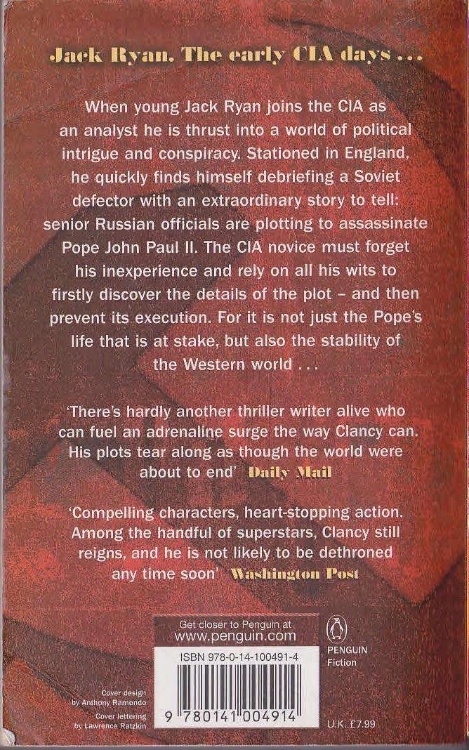 Tom Clancy  RED RABBIT magnified rear book cover image