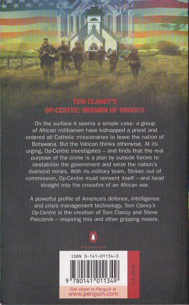 Tom Clancy  TOM CLANCY'S OP-CENTRE: MISSION OF HONOUR magnified rear book cover image