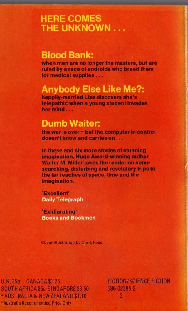 Walter M. Miller  THE VIEW FROM THE STARS magnified rear book cover image