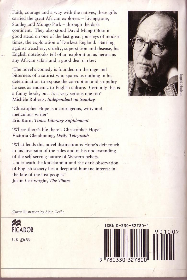 Christopher Hope  DARKEST ENGLAND magnified rear book cover image