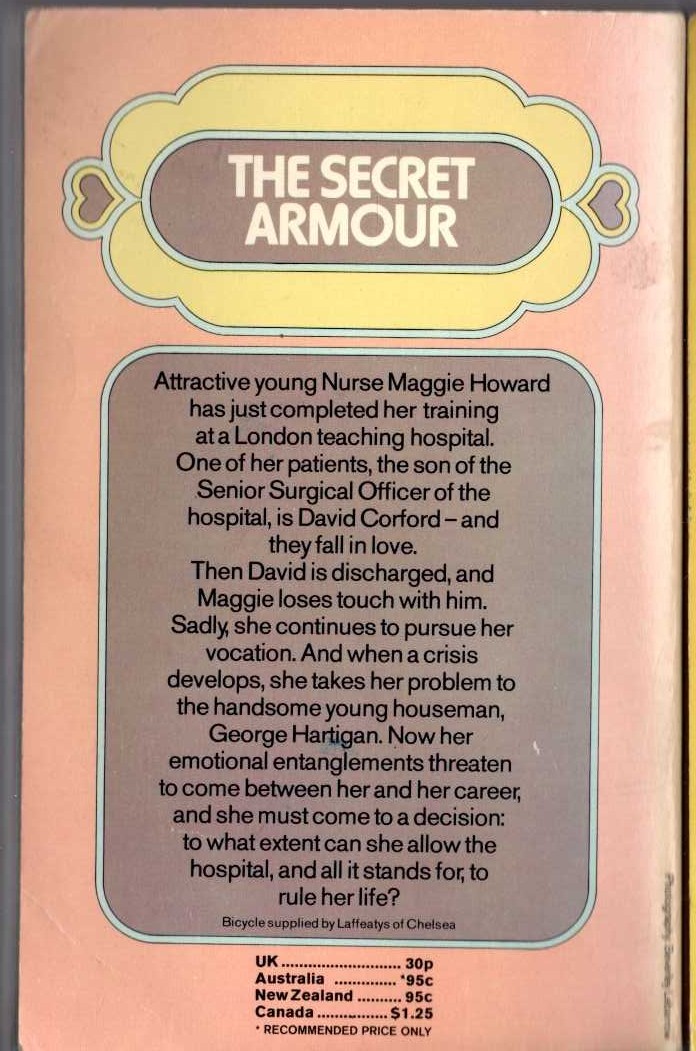 Lucilla Andrews  THE SECRET ARMOUR magnified rear book cover image