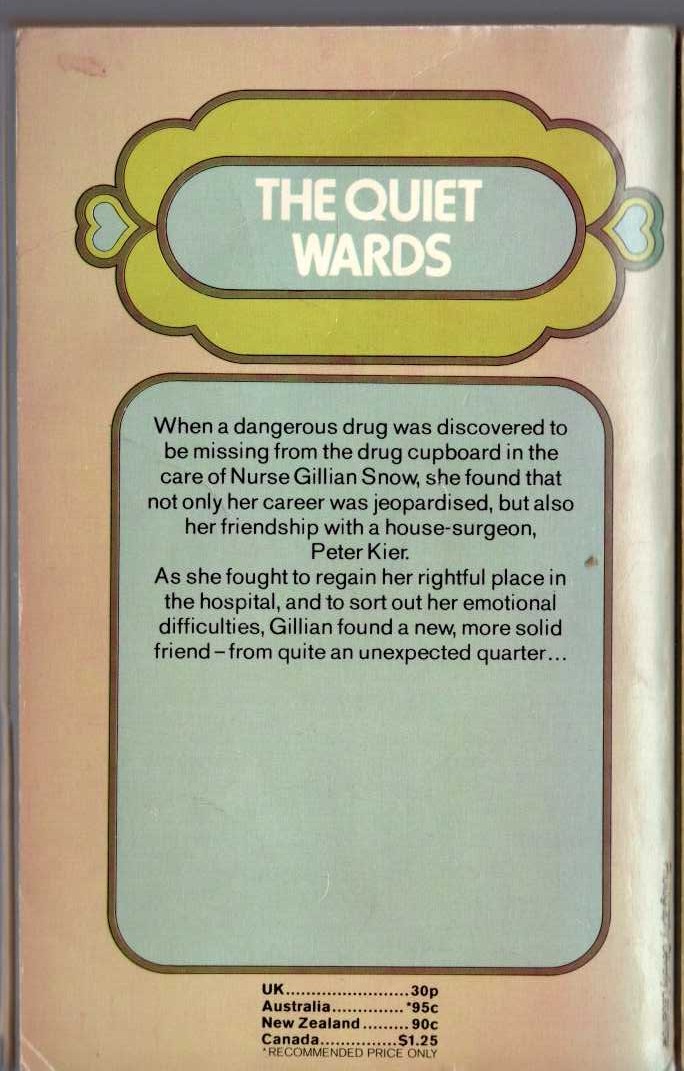 Lucilla Andrews  THE QUIET WARDS magnified rear book cover image