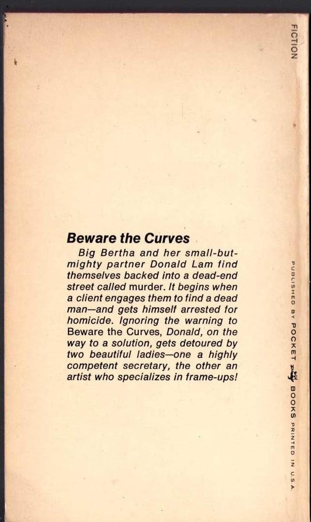 A.A. Fair  BEWARE THE CURVES magnified rear book cover image