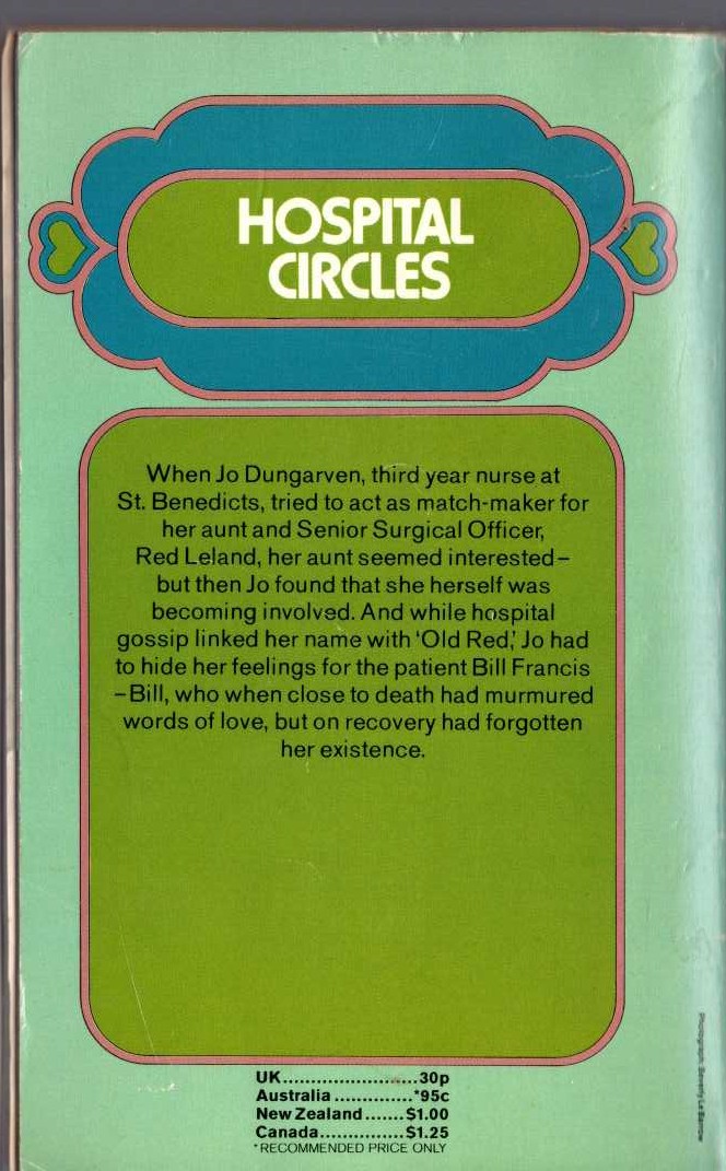 Lucilla Andrews  HOSPITAL CIRCLES magnified rear book cover image