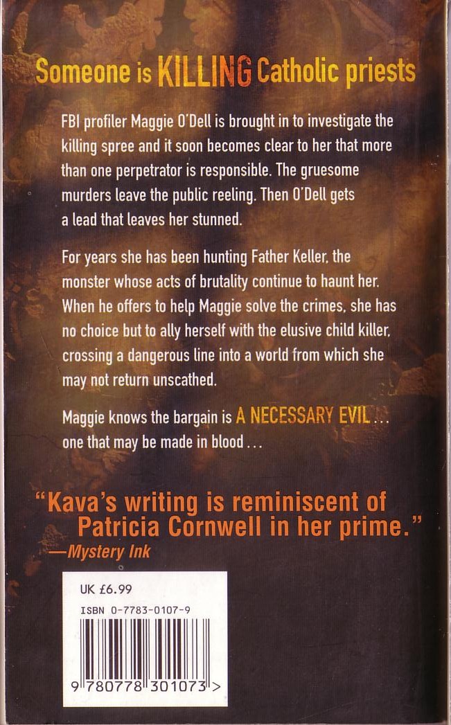 Alex Kava  A NECESSARY EVIL magnified rear book cover image