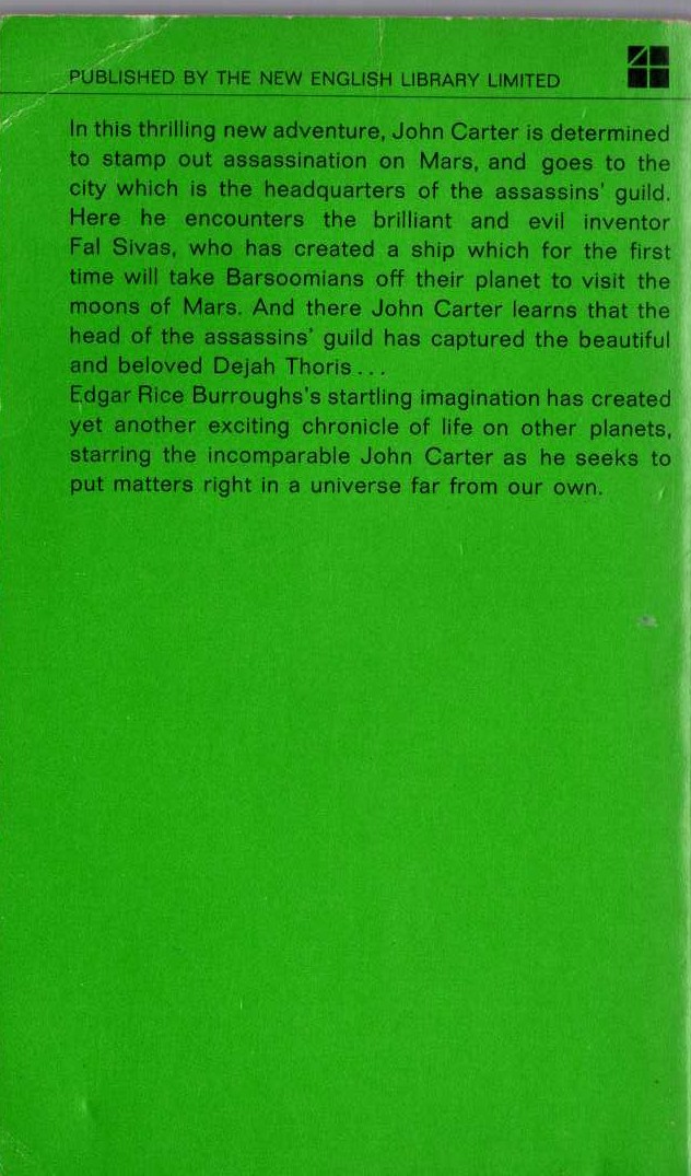 Edgar Rice Burroughs  SWORDS OF MARS magnified rear book cover image