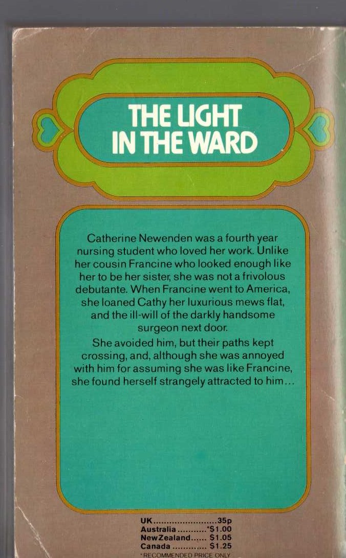 Lucilla Andrews  THE LIGHT IN THE WARD magnified rear book cover image