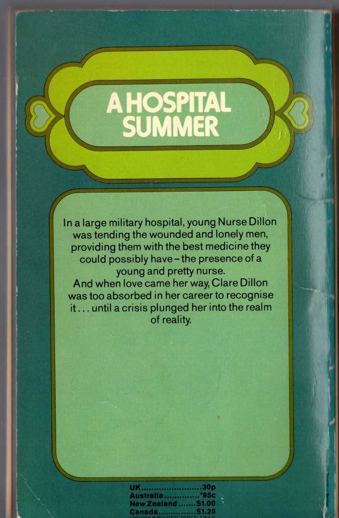 Lucilla Andrews  A HOSPITAL SUMMER magnified rear book cover image