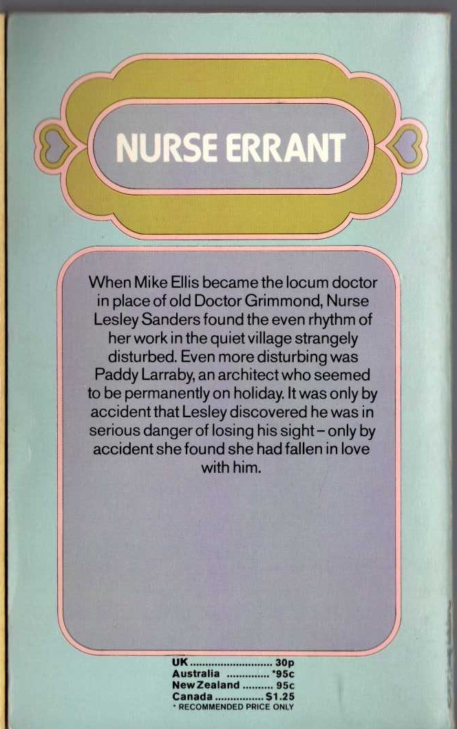 Lucilla Andrews  NURSE ERRANT magnified rear book cover image