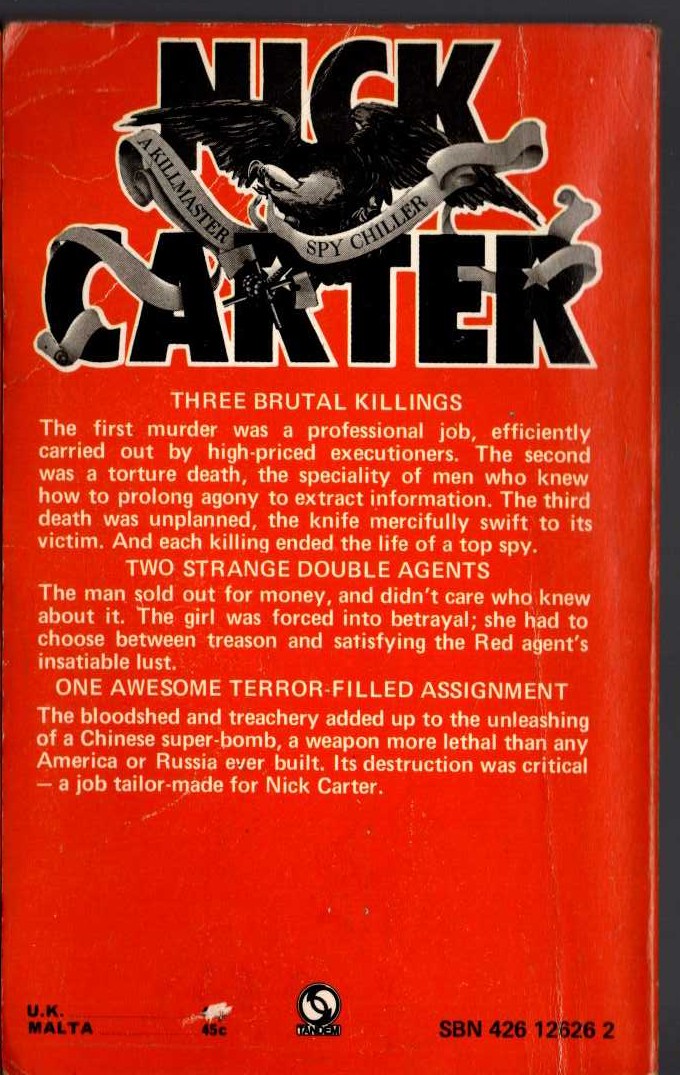 Nick Carter  THE RED GUARD magnified rear book cover image