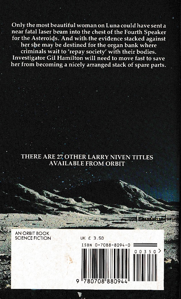 Larry Niven  THE PATCHWORK GIRL magnified rear book cover image