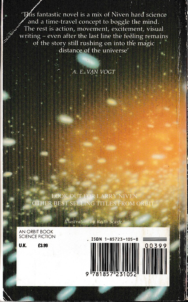 Larry Niven  A WORLD OUT OF TIME magnified rear book cover image