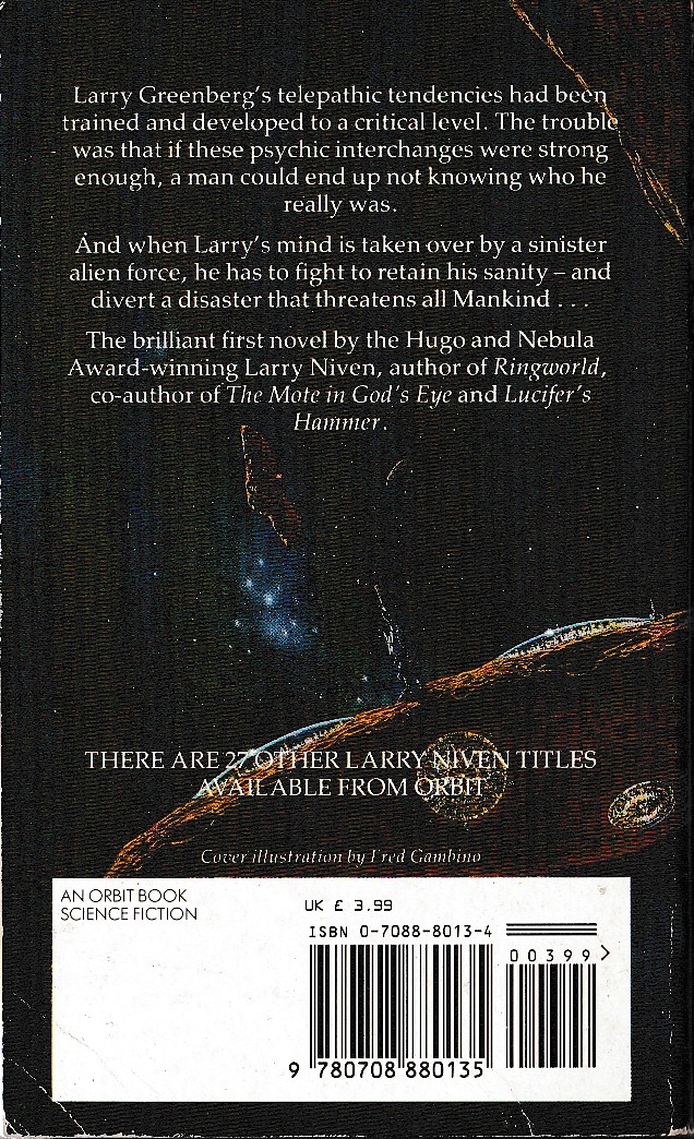 Larry Niven  THE WORLD OF PTAVVS magnified rear book cover image