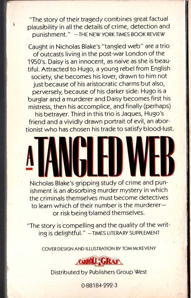 Nicholas Blake  A TANGLED WEB magnified rear book cover image