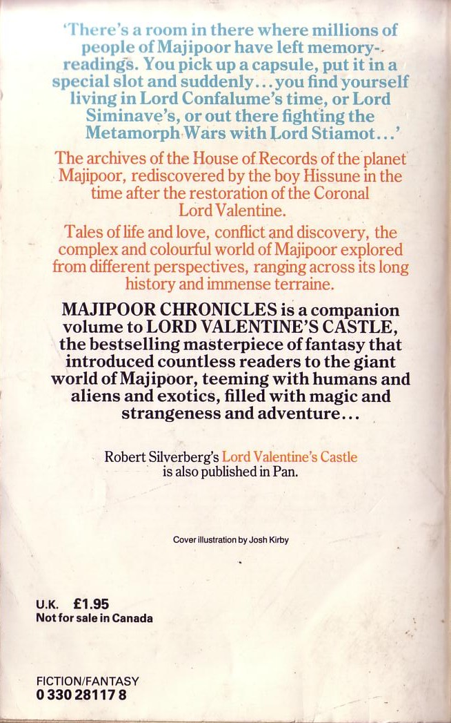 Robert Silverberg  MAJIPOOR CHRONICLES magnified rear book cover image