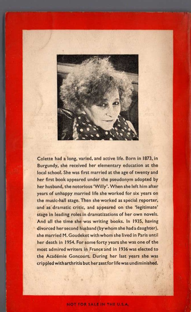 Colette   CHERI and THE LAST OF CHERI magnified rear book cover image