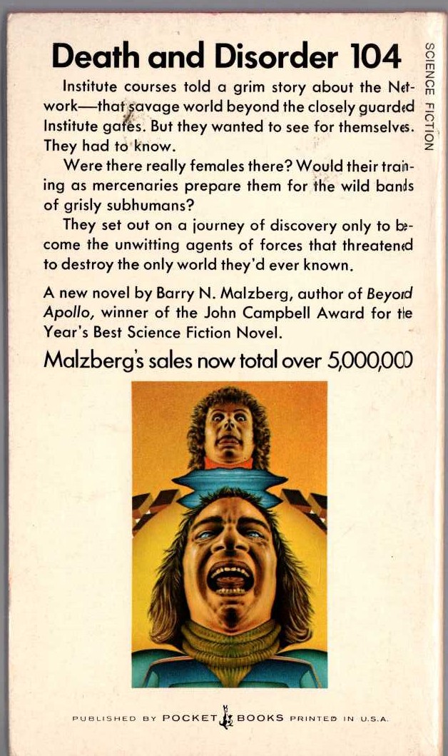 Barry Malzberg  THE SODOM AND GOMORRAH BUSINESS magnified rear book cover image