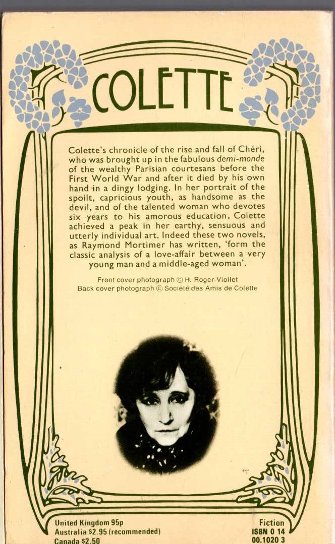 Colette   CHERI and THE LAST OF CHERI magnified rear book cover image