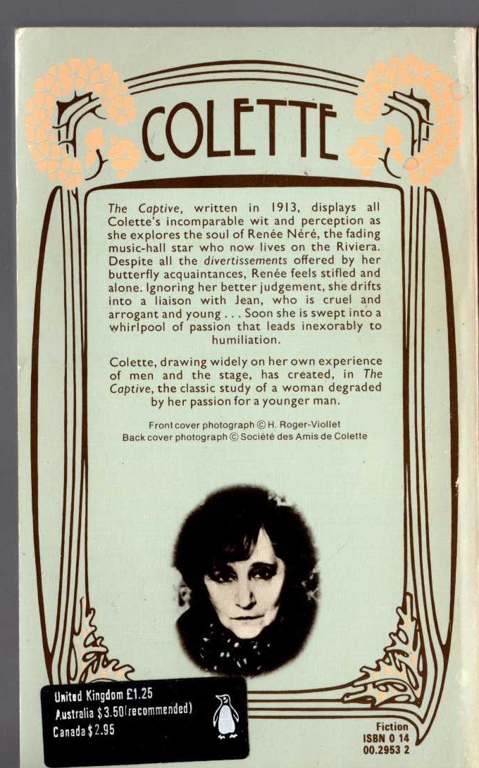Colette   THE CAPTIVE magnified rear book cover image