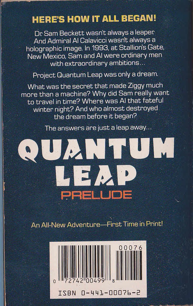 Ashley McConnell  QUANTUM LEAP: PRELUDE magnified rear book cover image