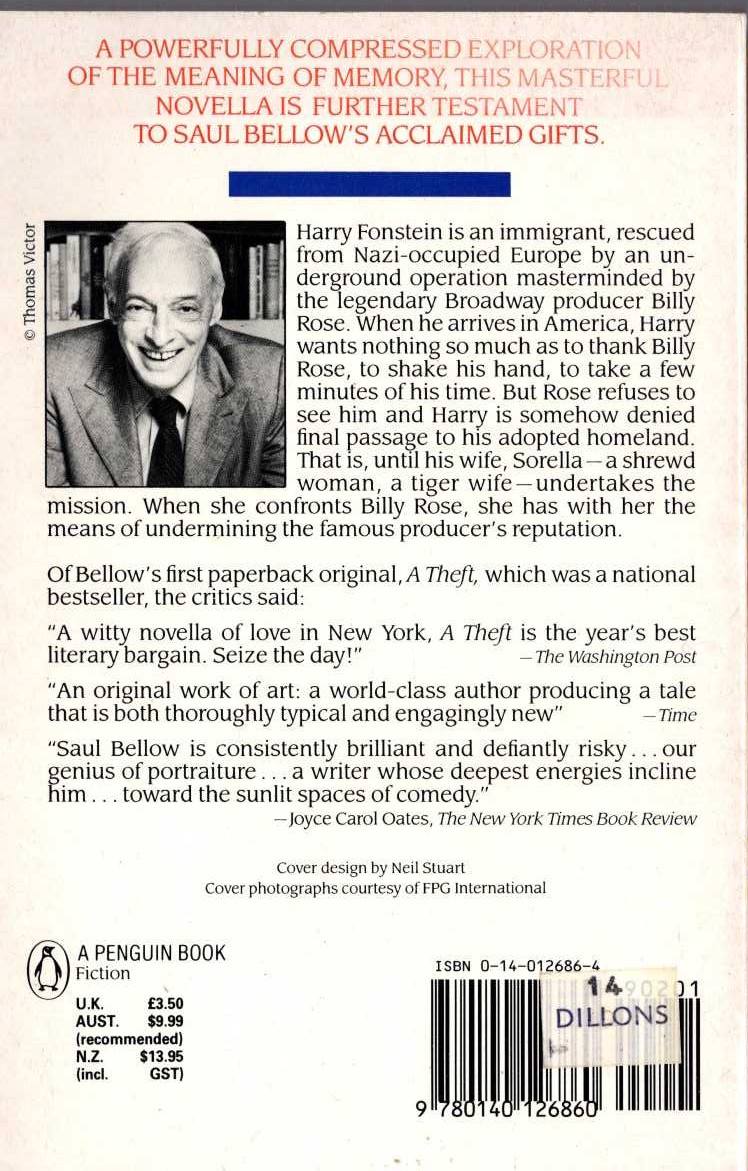 Saul Bellow  THE BELLAROSA CONNECTION magnified rear book cover image