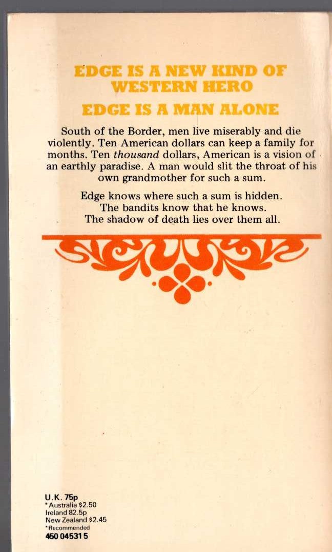 George G. Gilman  EDGE: TEN THOUSAND DOLLARS, AMERICAN magnified rear book cover image